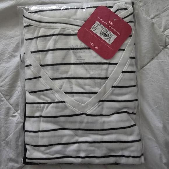 Set of 2 Isabel Maternity Side Shirred V-Neck T-Shirts by Ingrid & Isabel  XXL - Picture 2 of 3